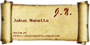 Jakus Nanetta névjegykártya